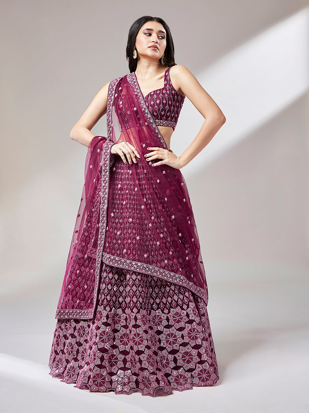 Opulent Glamour Sequin Embroidered Lehenga with Blouse and Dupatta