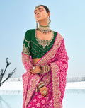 Charming Pink Pure Georgette Bandani Patola Saree with Zari Weaving & Exquisite Heavy Work_1