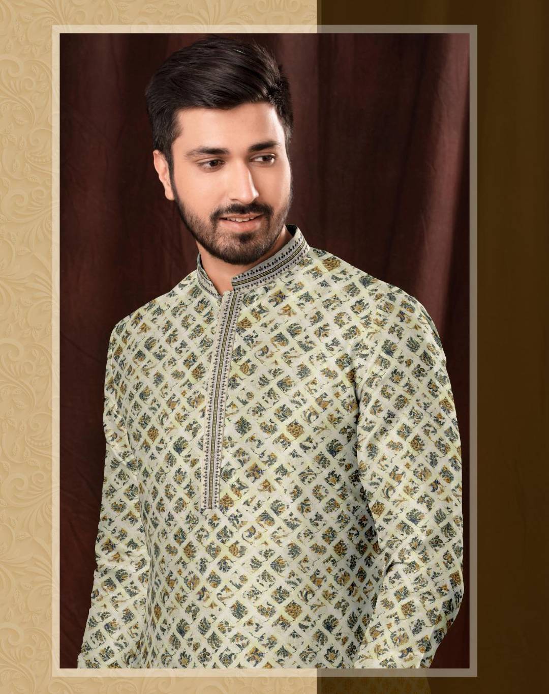 Chinkakari  Prints Men's Kurta Set_1