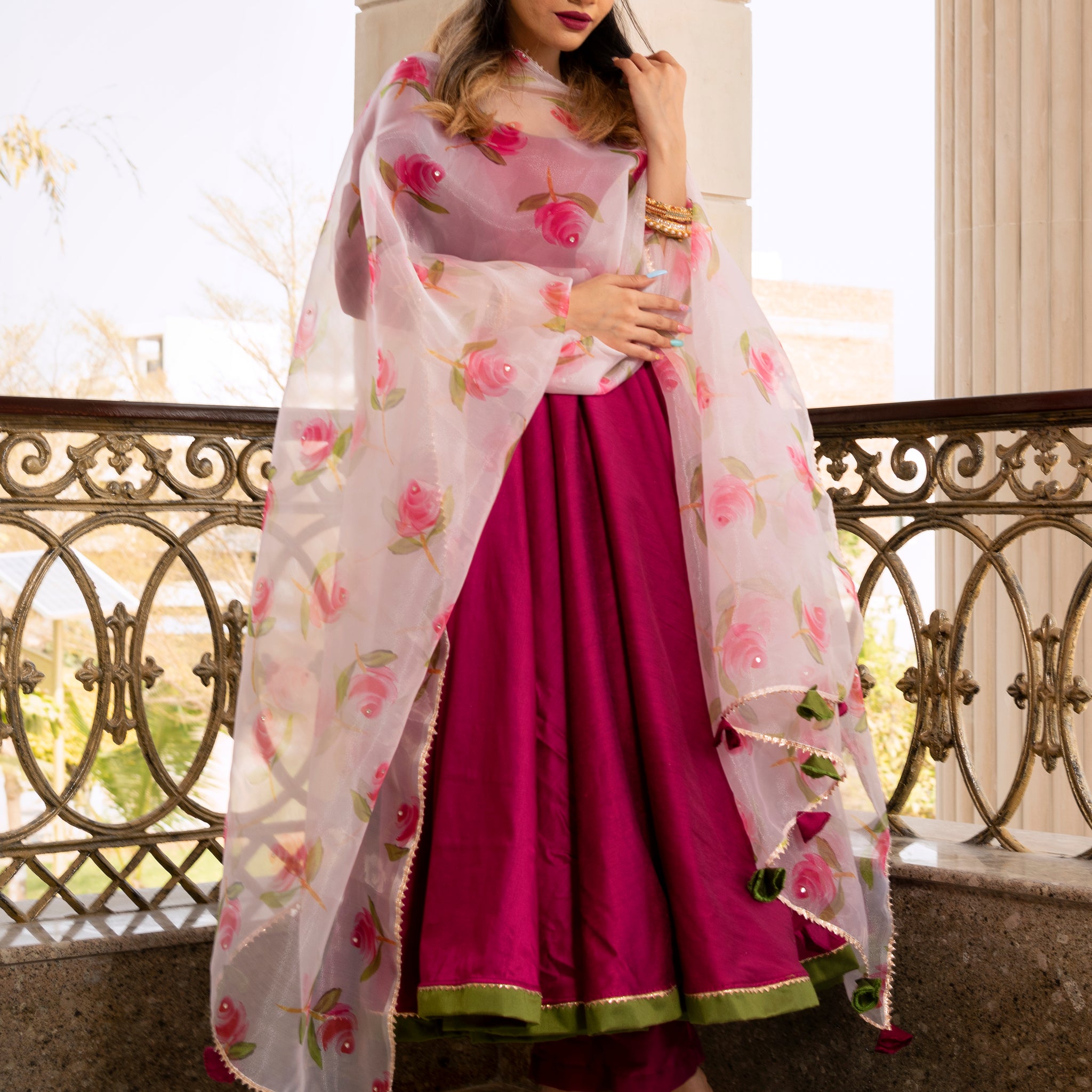 Pomcha Jaipur'S Magenta Lilly Anarkali Set - Rent