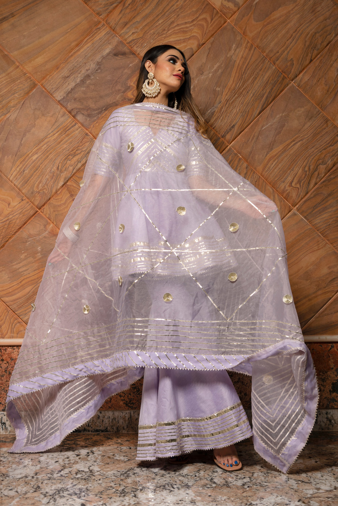 POMCHA JAIPUR'S IBADAT LILAC  SHARARA SET-RENT