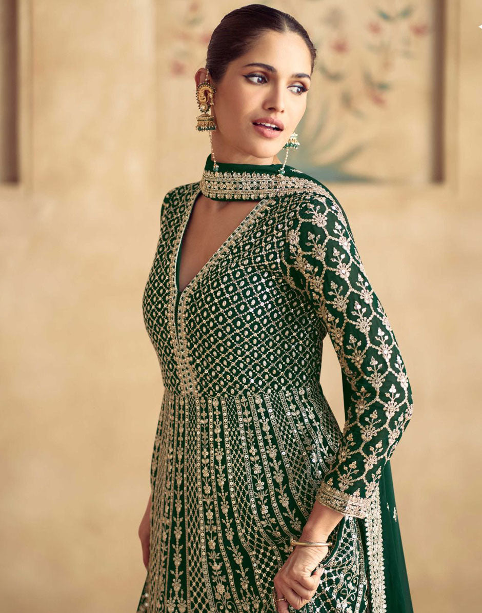 Emerald Enchantment Embroidered Top & Dupatta Set_1