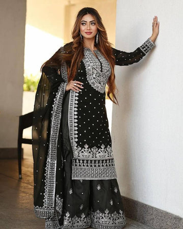 Handcrafted Embroidery Womens Sharara-Set