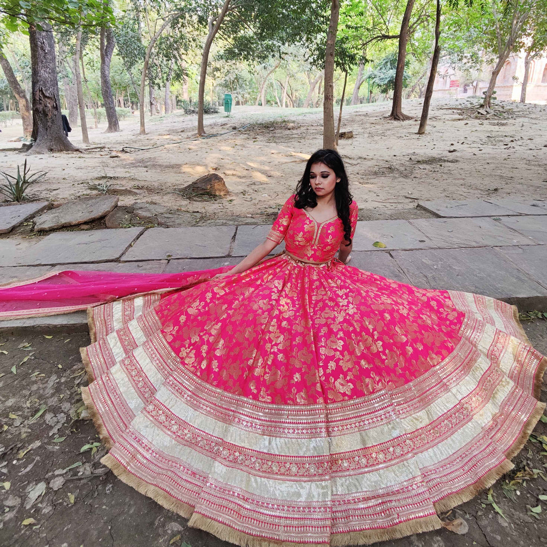 Mashaka Bridal Pink Lehenga - Rent