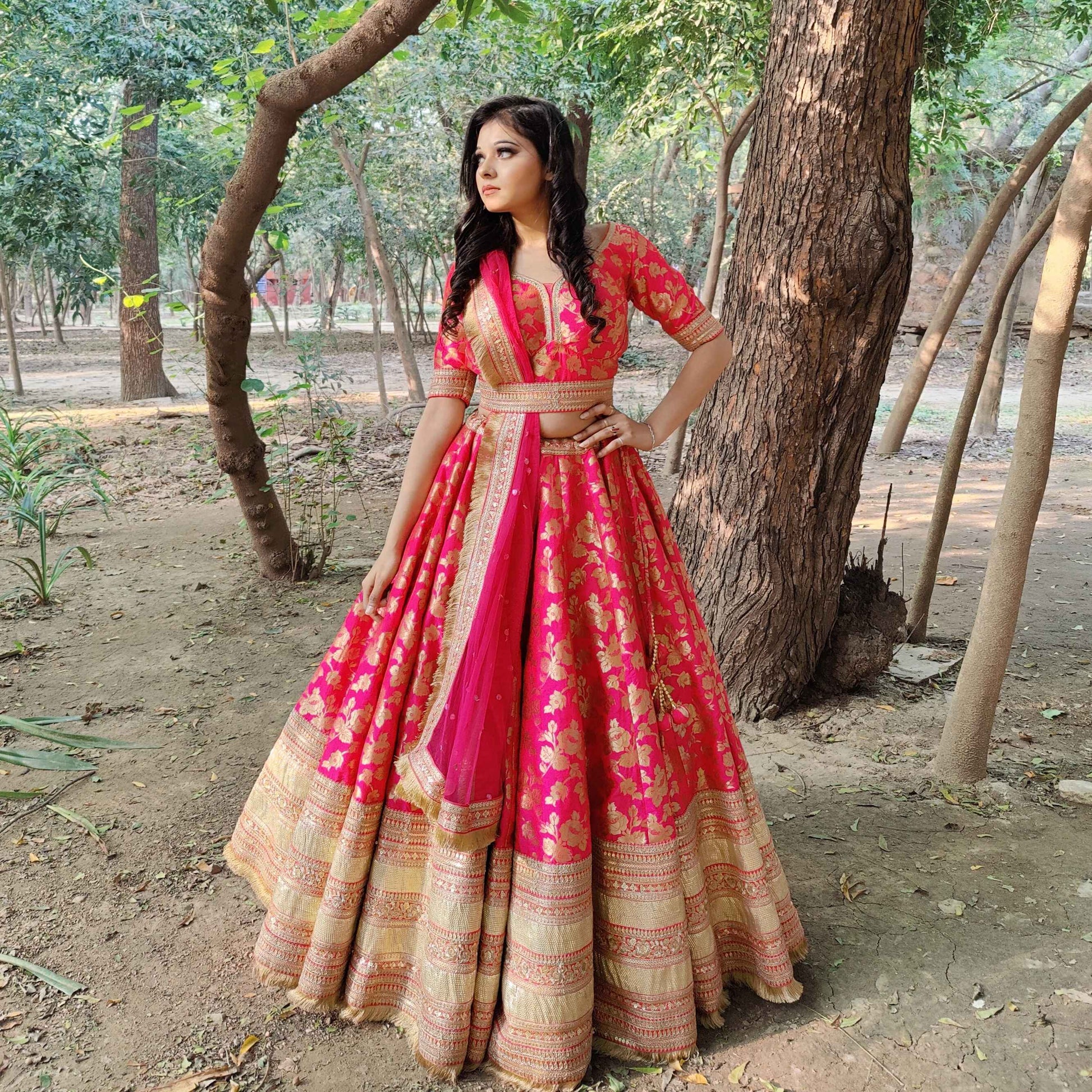 Mashaka Bridal Pink Lehenga - Rent_2