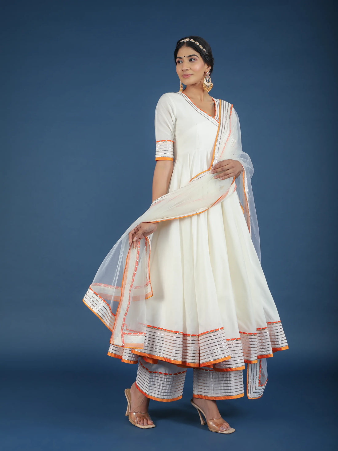 POMCHA JAIPUR'S NOOR OFF WHITE ANGRAKHA SET - RENT