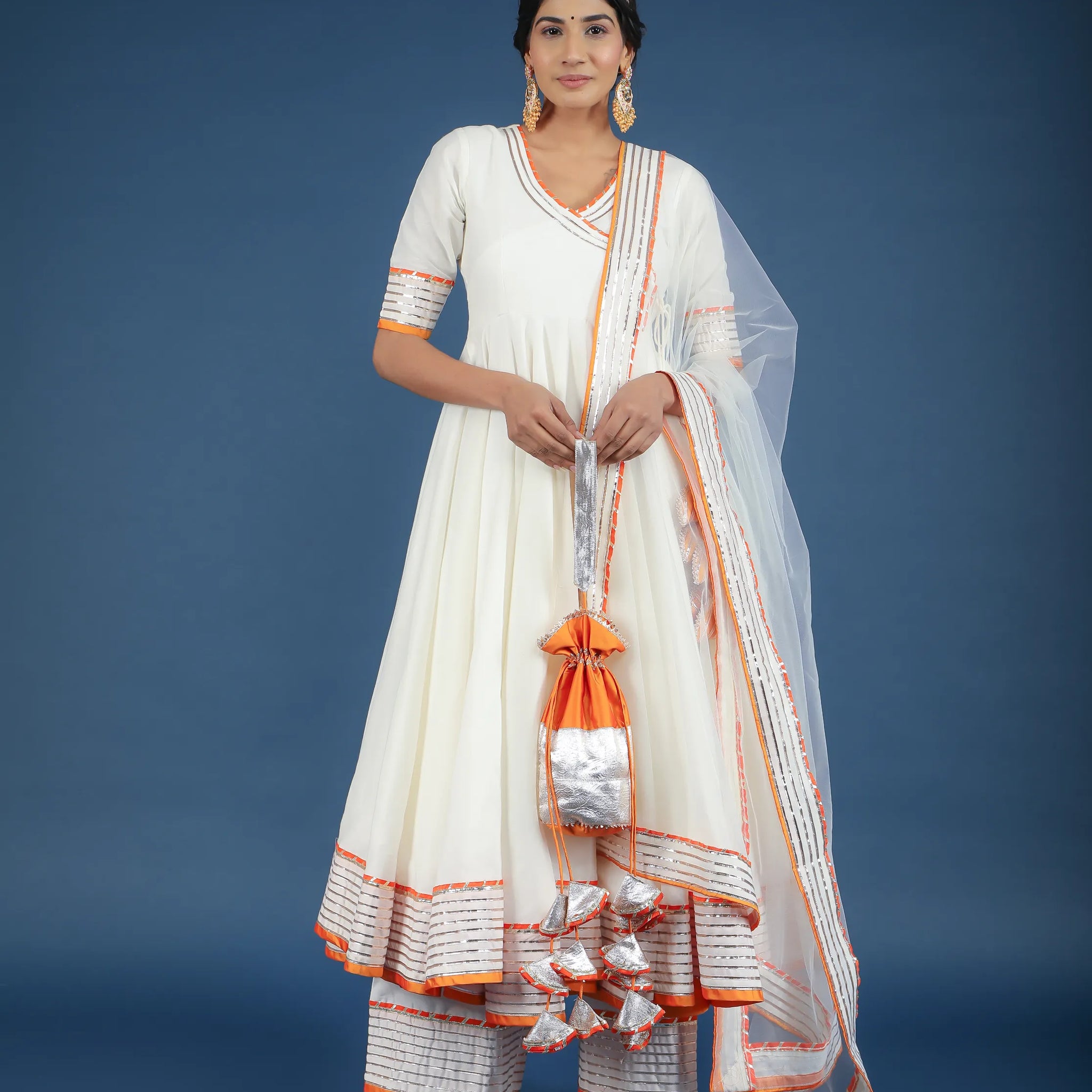 POMCHA JAIPUR'S NOOR OFF WHITE ANGRAKHA SET - RENT