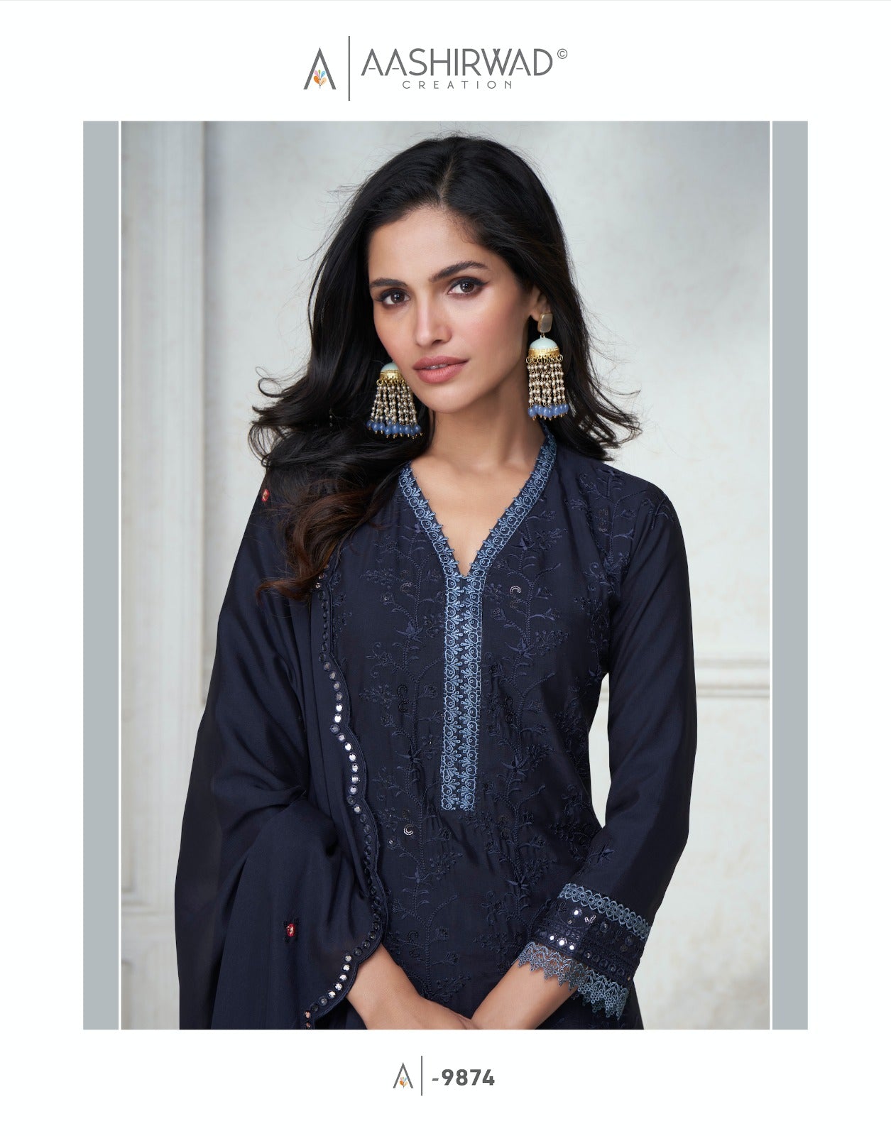 Navy Blue Shagun Kurti set_1