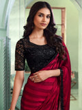 Red Satin Silk Saree - Rent_1