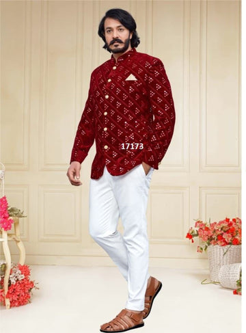 Men's Velvet Embroidered Jodhpuri Suit Full