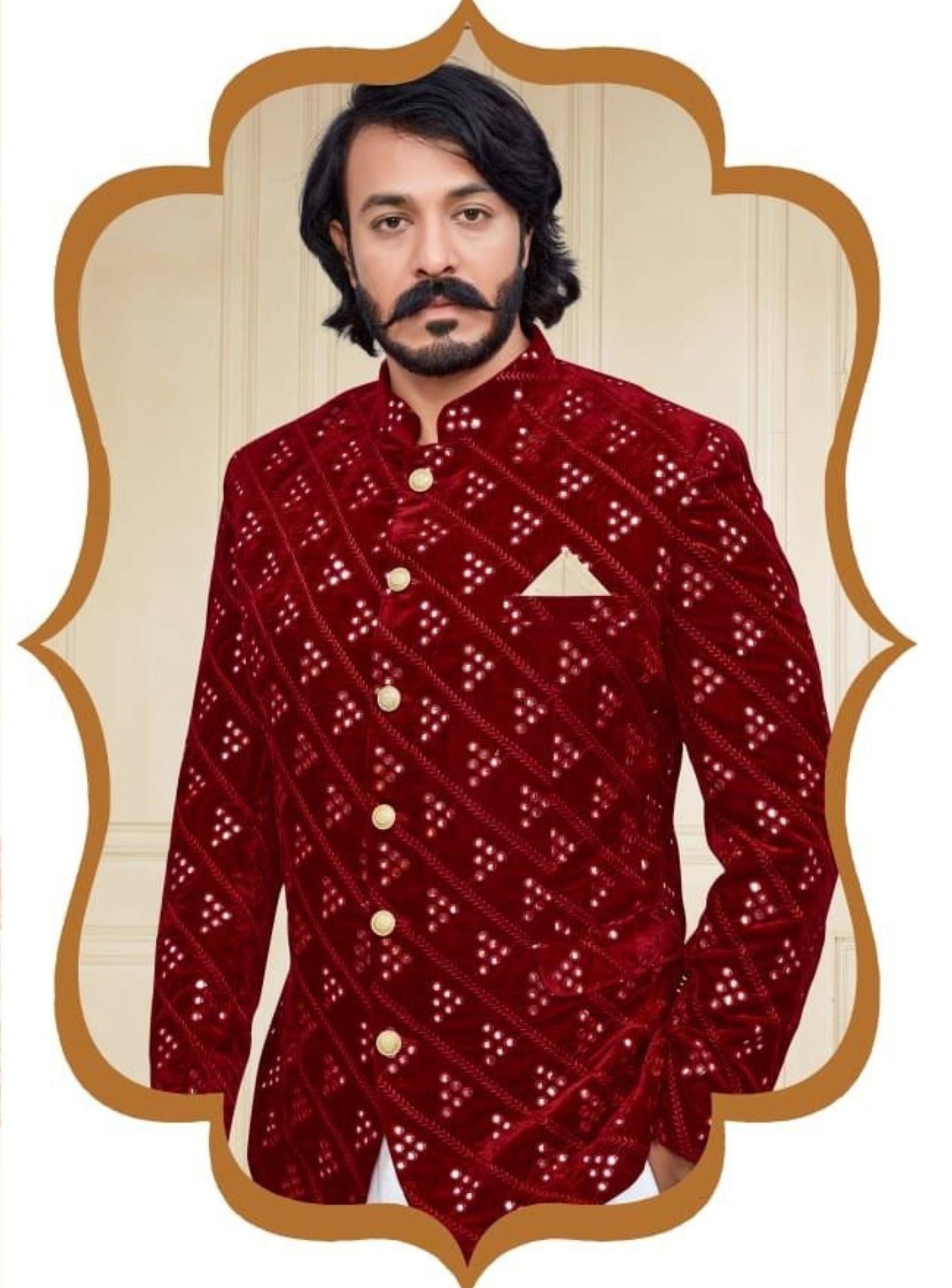 Men's Velvet Embroidered Jodhpuri Suit