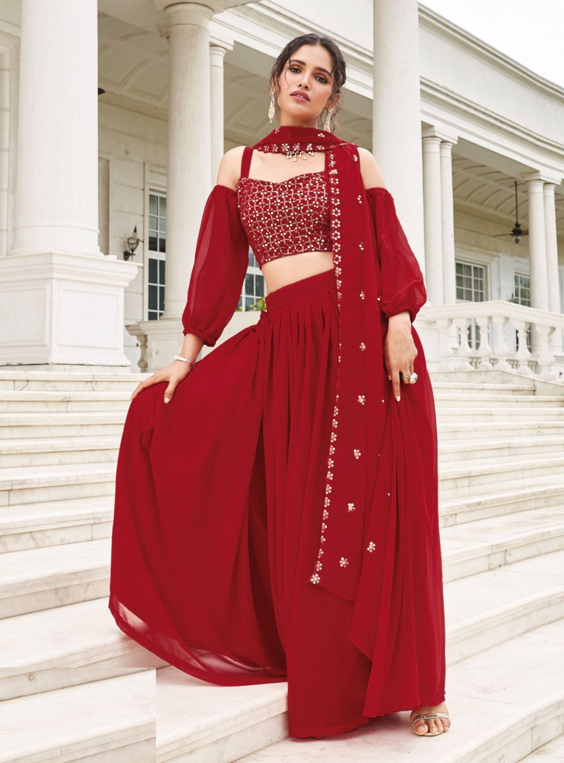 Trendy And Elegant Georgette Lehenga Set - Rent