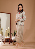 Beige Color Printed Jacket & Cowl Dhoti Set - Rent - Glamourental