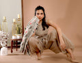 Beige Color Printed Jacket & Cowl Dhoti Set - Rent - Glamourental