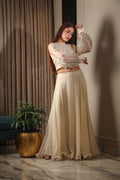 Beige Satin Organza Skirt Set - Rent - Glamourental