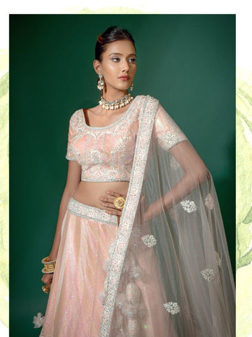 Parvati Pink Sequins and Zari Work Lehenga - Rent