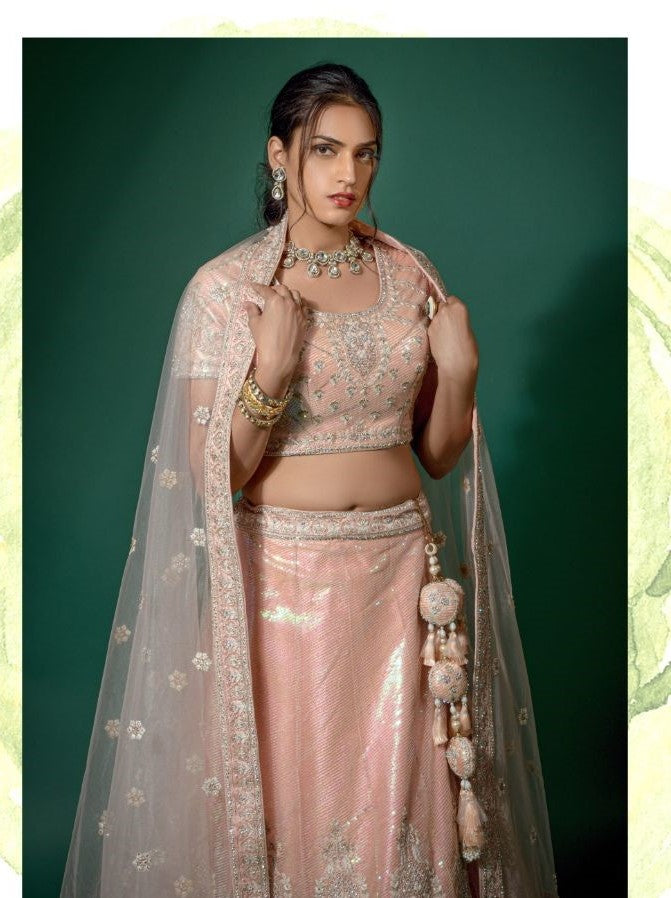 Parvati Pink Coloured Soft Net  Lehenga Choli - Rent