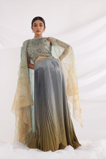 Smriti Apparel's Marbellous cape skirt set - Rent