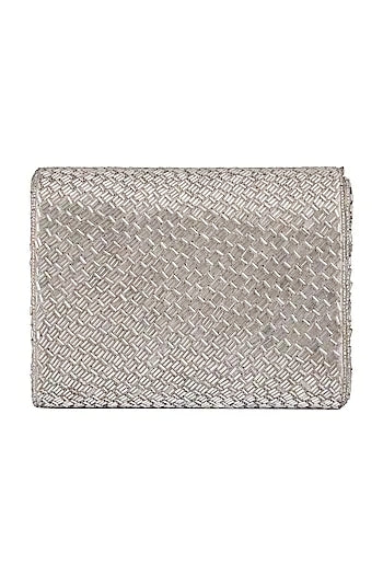 Silver Weave Flap over Handembroidered Clutch - Rent