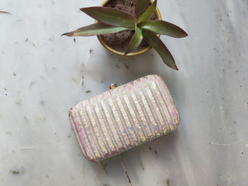 Silver Rainbow Hand-embroidered Clutch - Rent