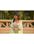 Rent Mint Green Skirt Top With Ruffled Dupatta-Women-Glamourental