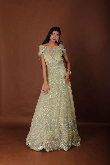 Light Green Partywear Gown - Rent