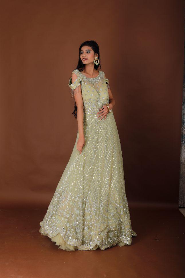 Light Green Partywear Gown - Rent