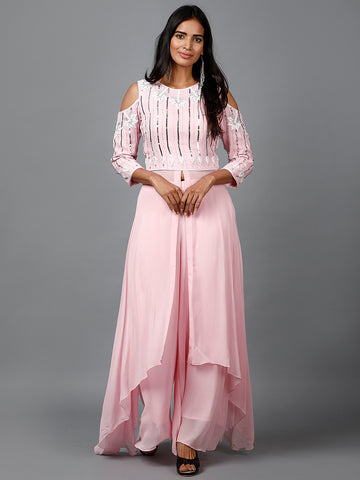 Miracolos By Ruchi's Classy  Embroidered Kurta and Pallazo - Rent