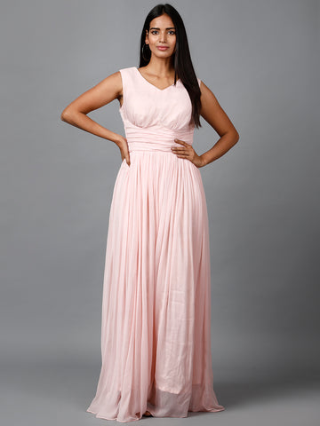 Miracolos By Ruchi's Beautiful Sleeveless V- Neck Chiffon Gown  - Rent