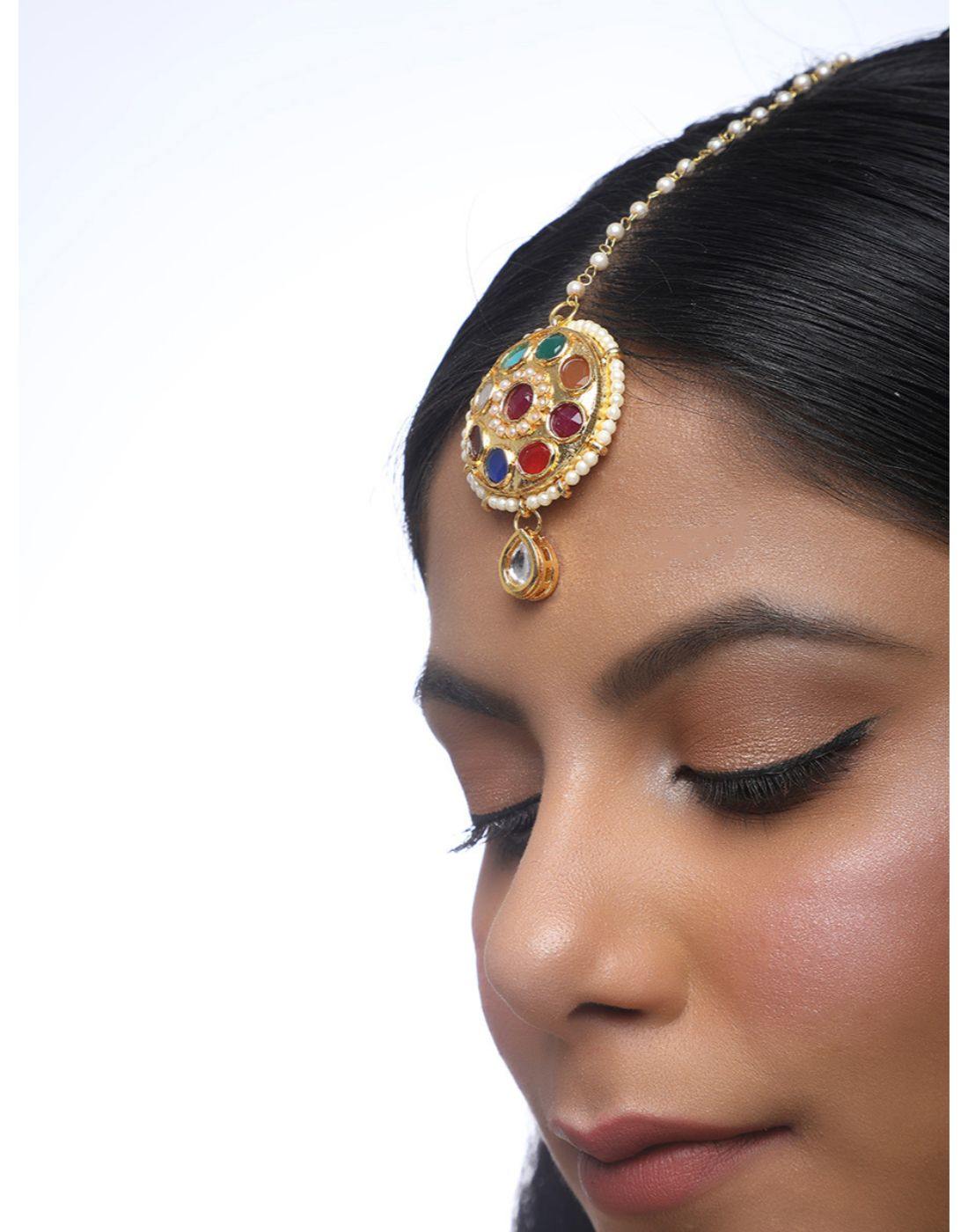 Navratan Kundan Tikka-Accessories-Glamourental