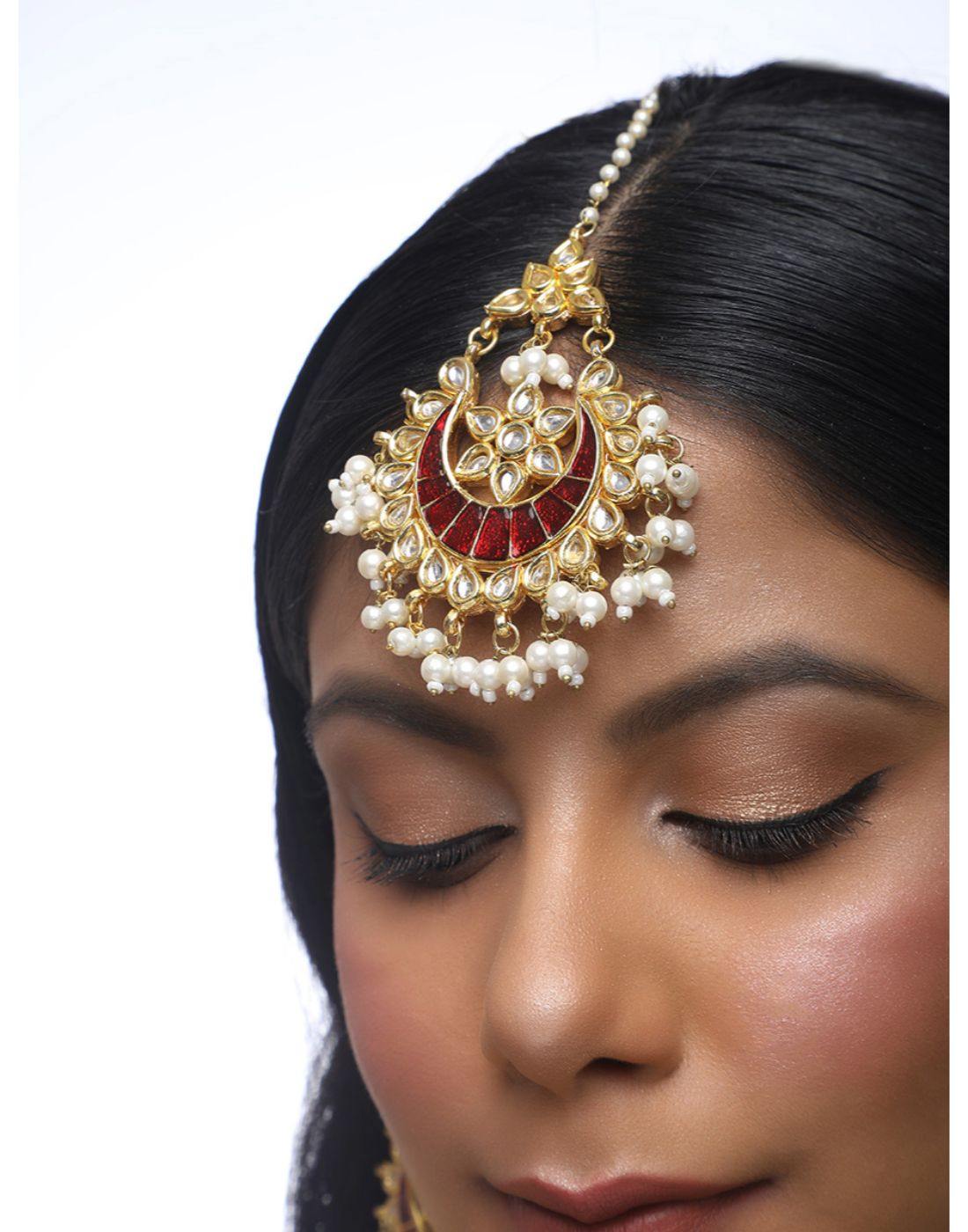 Red Meena Tikka-Accessories-Glamourental