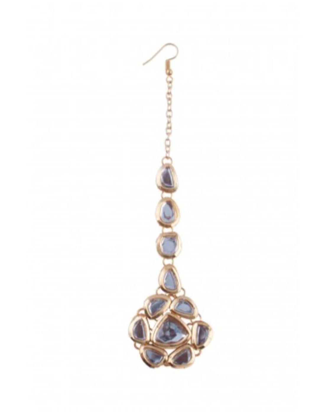 Uncut Kundan Teeka-Accessories-Glamourental