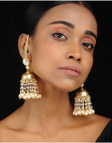 Kundan Jhumka-Accessories-Glamourental