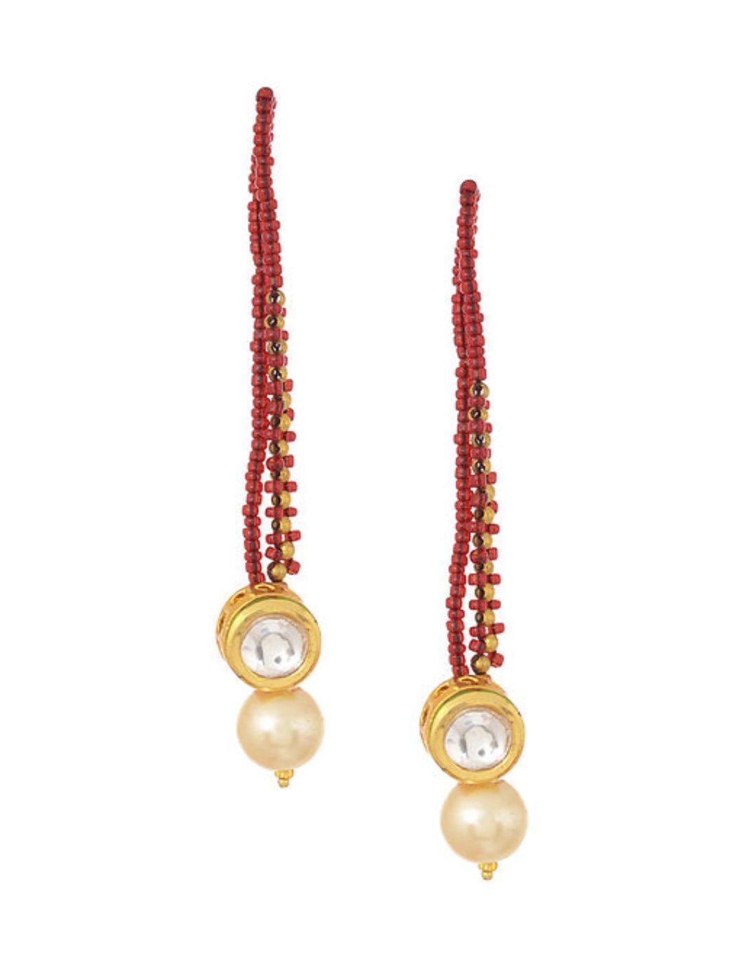 Kundan Studs Pearl-Accessories-Glamourental