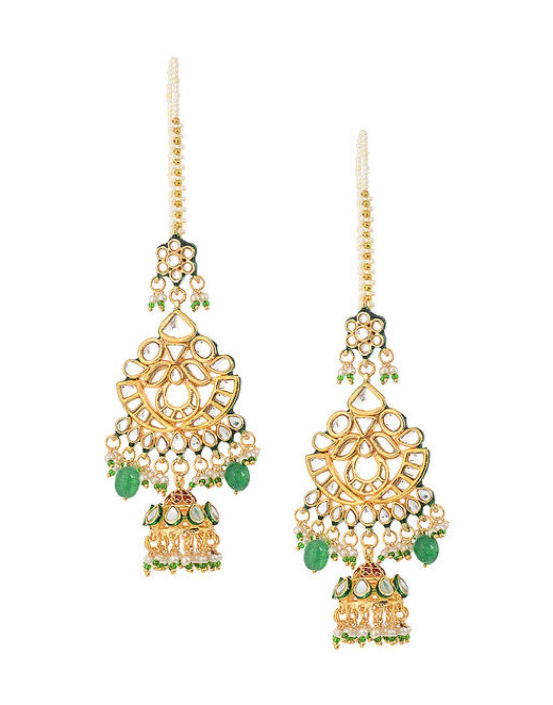 Kundan Jhumki Earrings-Accessories-Glamourental