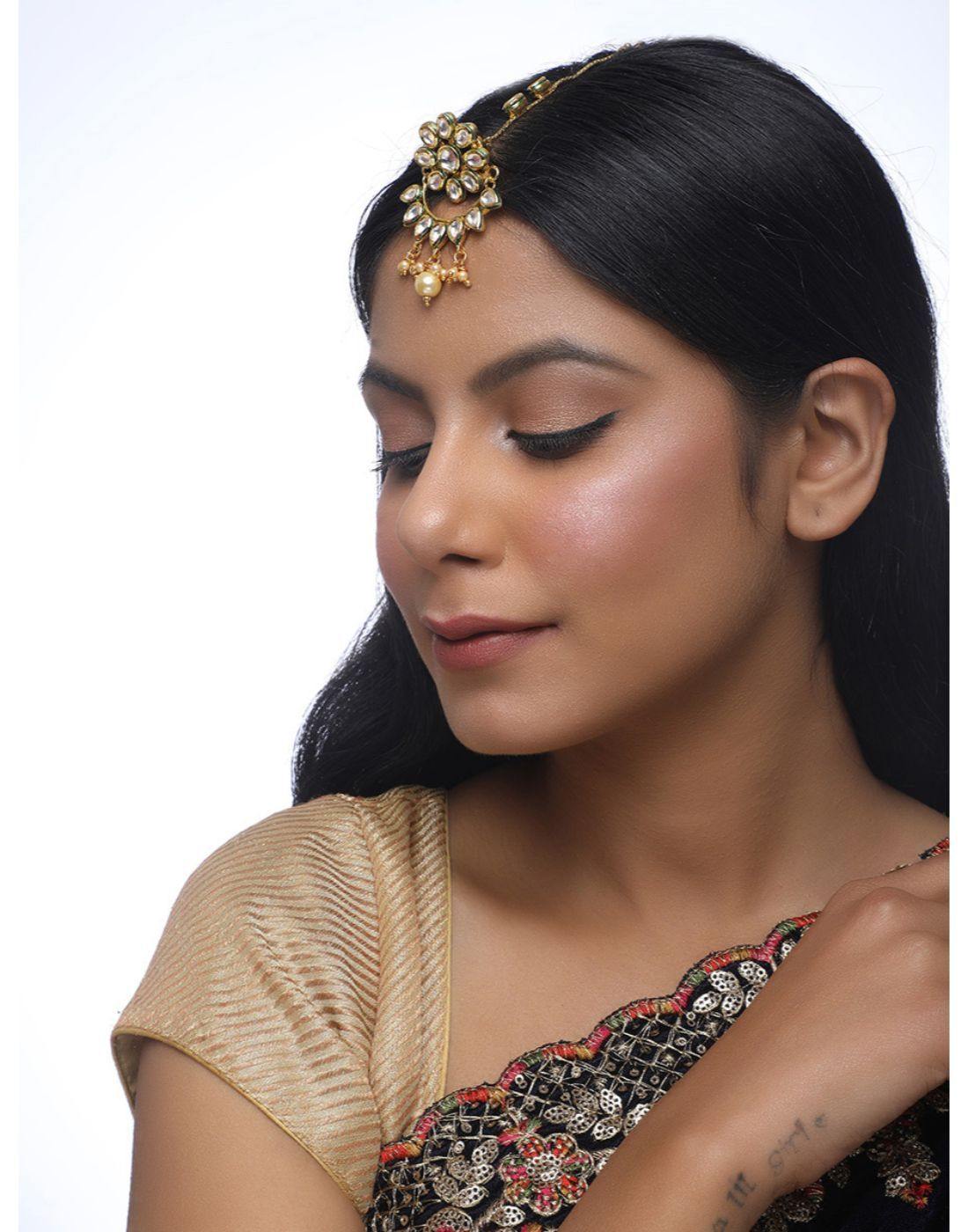 Kundan Maang Tikka-Accessories-Glamourental