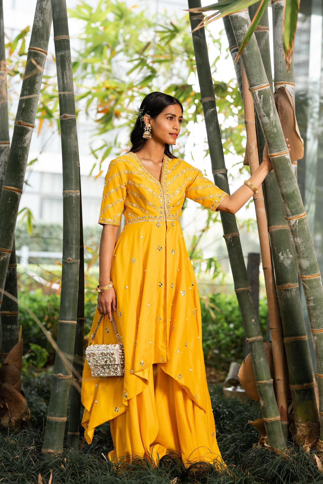 Rent Yellow Raabya Kurta Sharara Set - Glamourental