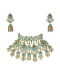 Moghul Pastel Blue Meenakari Choker Necklace Online -USA-Accessories-Glamourental