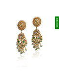 Flower Earrings With Green Stone-Accessories-Glamourental