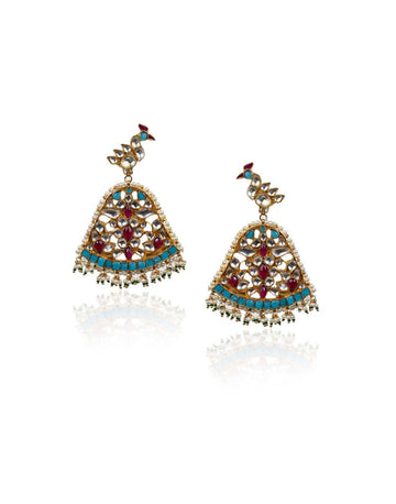 Firozi Peacock Earrings-Accessories-Glamourental