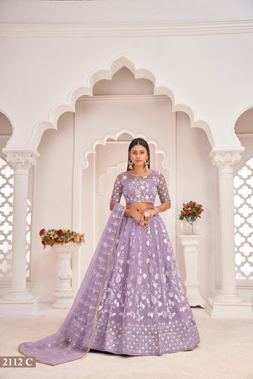 Elegant and classy Net Embroidered Lehenga - Rent