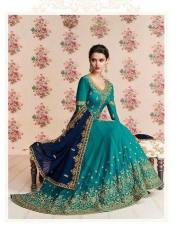 Embroidered Faux Georgette Anarkali- Rent