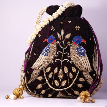 Sparrow embroidered Potli - Rent