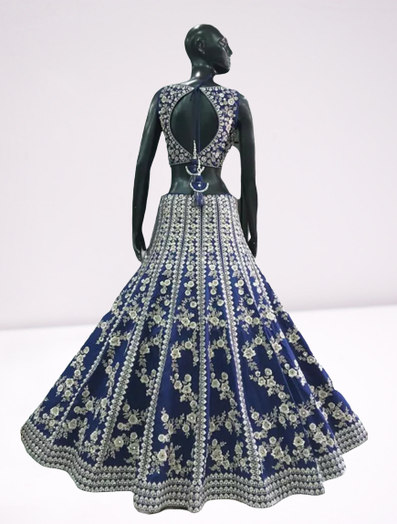 Elegant Blue heavy embroidery Work Lehenga - Rent